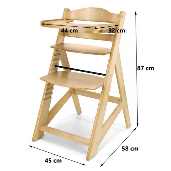 Medinė maitinimo kėdutė WOODY NATURAL 3 IN 1 