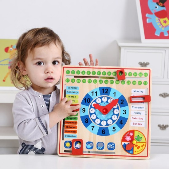 TOOKY TOY hariduslik puidust kell - kalender 2in1
