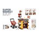 Supermarket SUPER MARKET käru ja 54 elemendiga