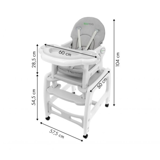 Maitinimo Kėdutė-Transformeris 3*1 ECO TOYS Pilka