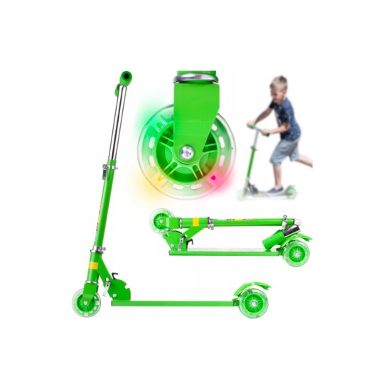Roheline LED ratastega roller