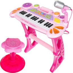 Vaikiškas pianinas - sintezatorius su mikrofonu ir kėdute - Rose