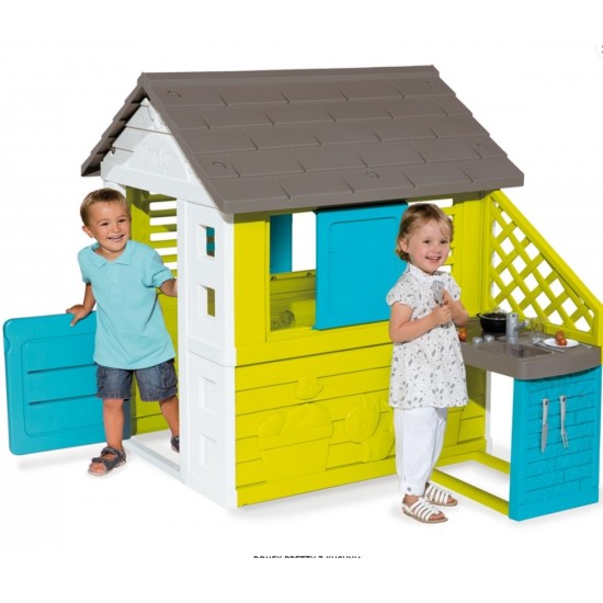 Laste mängumaja köögiga Smoby Pretty Playhouse + Summer Kitchen 