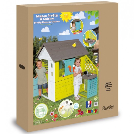 Laste mängumaja köögiga Smoby Pretty Playhouse + Summer Kitchen 