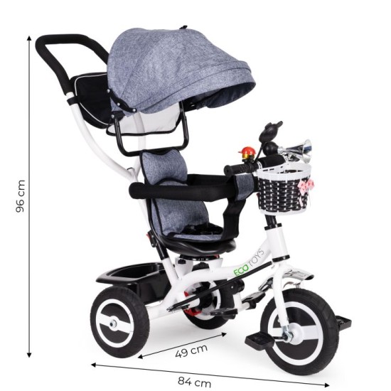 Laste kolmerattaline jalgratas Ecotoys GREY New 2