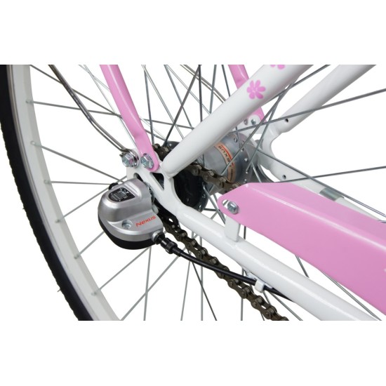 Naiste linnajalgratas 28", 3 käiku, valge/roosa