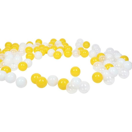 100 tk. värvilised plastpallid 5,5 cm. valge - kollane