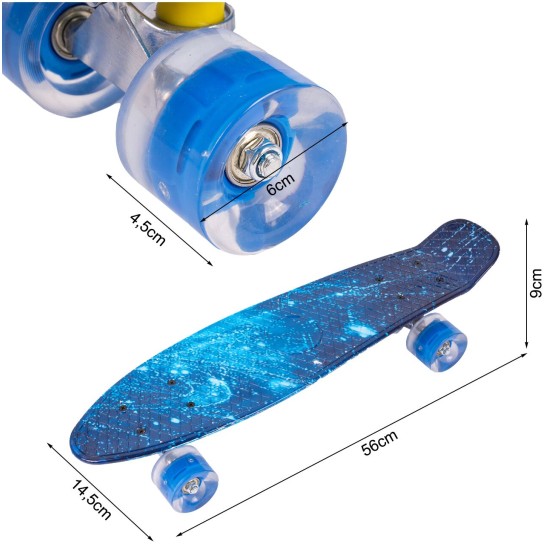 Laste rula "Kosmos" 56 cm LED-valgustusega ratastega