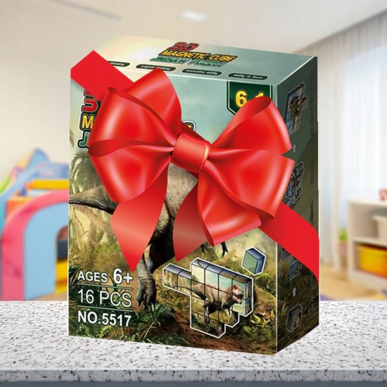 Magnetilised 3D puslekuubikud, dinosaurused, 16 tükki lastele