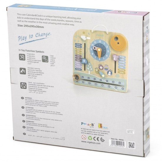 TOOKY TOY hariduslik puidust kell - kalender 