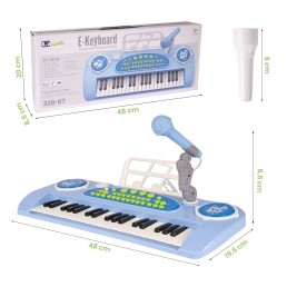 Laste klaver 37 klahvi mikrofoniga, sinine, USB, MP3