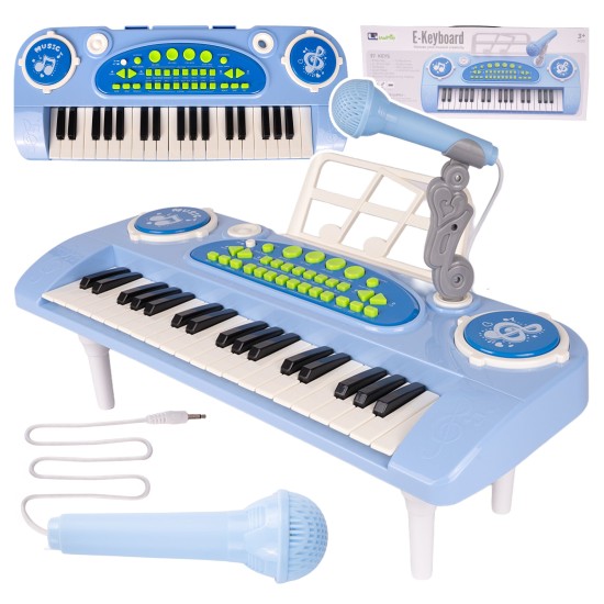 Laste klaver 37 klahvi mikrofoniga, sinine, USB, MP3