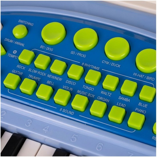 Laste klaver 37 klahvi mikrofoniga, sinine, USB, MP3
