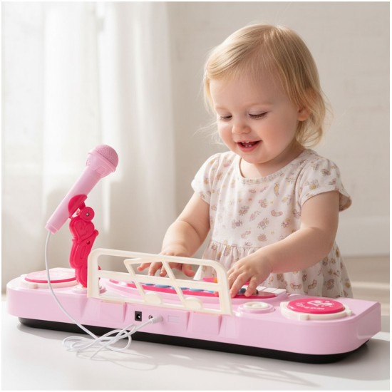 Laste klaver 37 klahvi mikrofoniga, roosa USB, MP3