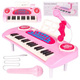 Laste klaver 37 klahvi mikrofoniga, roosa USB, MP3
