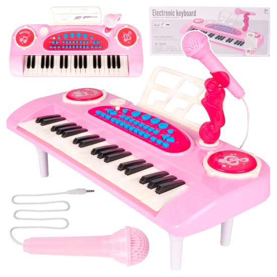 Laste klaver 37 klahvi mikrofoniga, roosa USB, MP3
