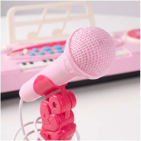 Laste klaver 37 klahvi mikrofoniga, roosa USB, MP3