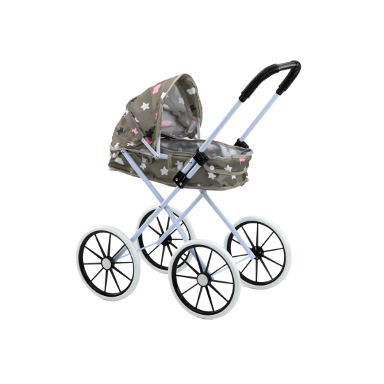 Suurte ratastega nukukäru Retro, Grey