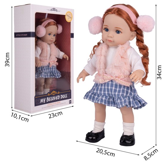 Pikkade juustega nukk, 34 cm.