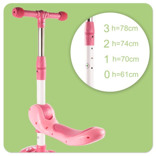 Kolmerattaline istmega roller, Cat 2in1, Rose