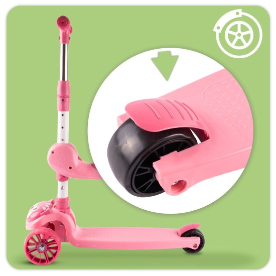 Kolmerattaline istmega roller, Cat 2in1, Rose