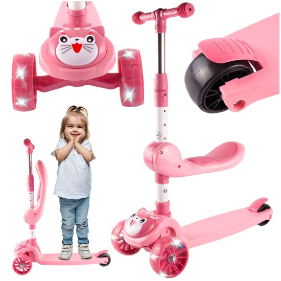 Kolmerattaline istmega roller, Cat 2in1, Rose