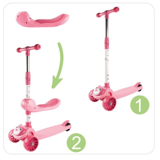 Kolmerattaline istmega roller, Cat 2in1, Rose