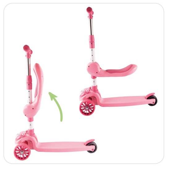 Kolmerattaline istmega roller, Cat 2in1, Rose