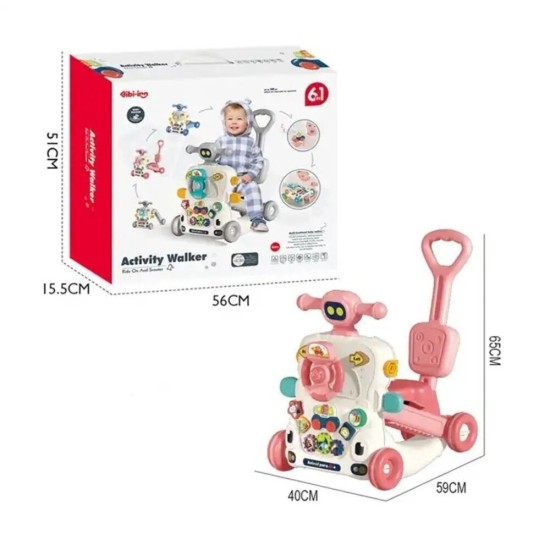 Multifunktsionaalne tõukeratas beebidele 6in1, Rose