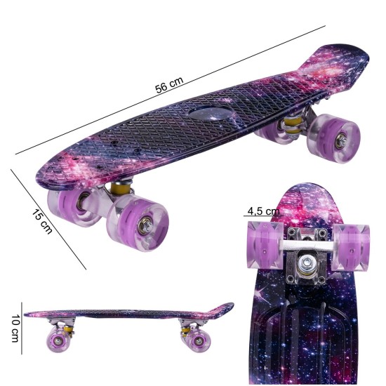 Laste rula valgustatud LED-ratastega MalPlay, 56 cm