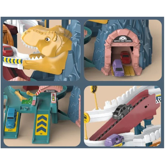 Dinosauruste autorada garaažiga, 6 tasandit, liftid ja 4 autot