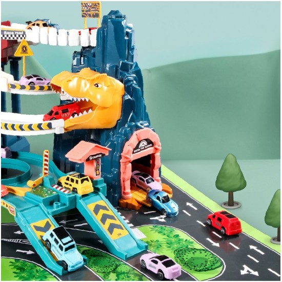 Dinosauruste autorada garaažiga, 6 tasandit, liftid ja 4 autot