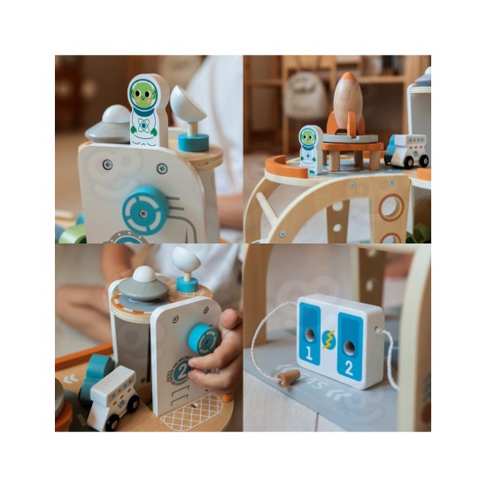 Puidust kosmosejaam - garaaž lisatarvikutega Tooky Toy TJ903