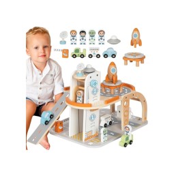 Puidust kosmosejaam - garaaž lisatarvikutega Tooky Toy TJ903