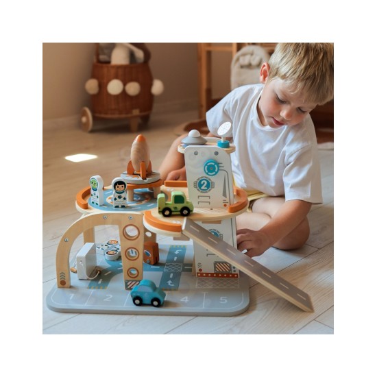 Puidust kosmosejaam - garaaž lisatarvikutega Tooky Toy TJ903