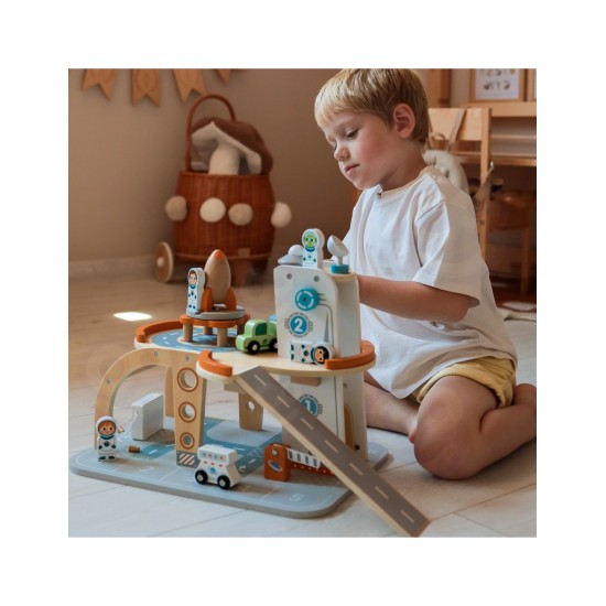 Puidust kosmosejaam - garaaž lisatarvikutega Tooky Toy TJ903