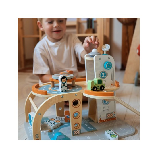 Puidust kosmosejaam - garaaž lisatarvikutega Tooky Toy TJ903