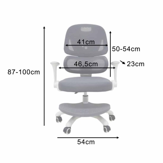 Laste laua tool, ergonoomiline, pöörlev, kõrguse reguleerimise võimalusega, Hall