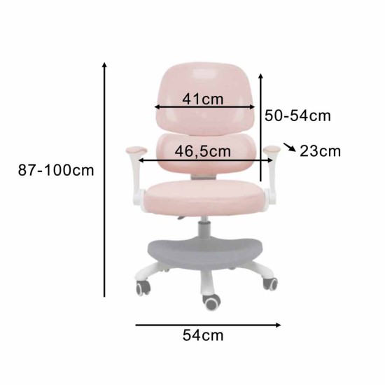 Laste laua tool, ergonoomiline, pöörlev, kõrguse reguleerimise võimalusega, roosa