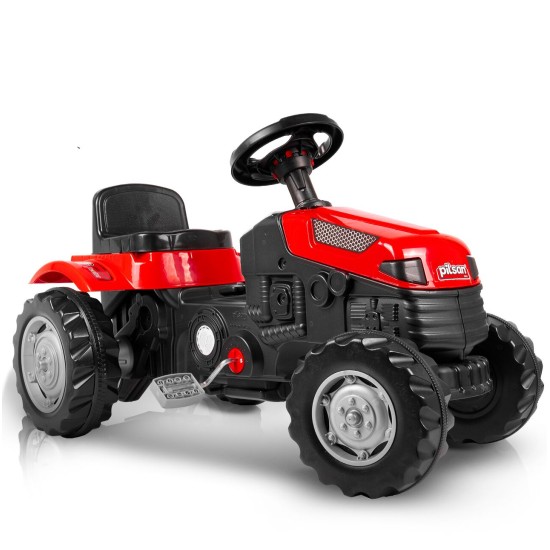 Pedaaliga töötav lastetraktor haagisega XXL, punane
