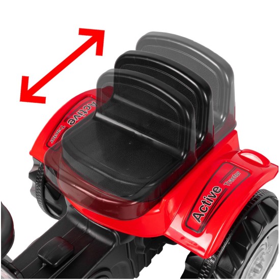 Pedaaliga töötav lastetraktor haagisega XXL, punane