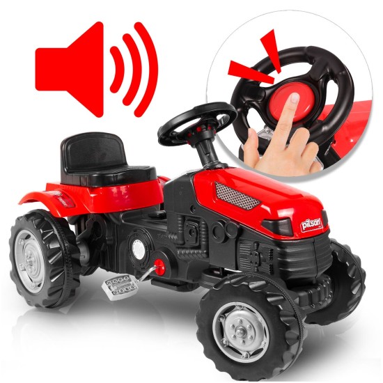 Pedaaliga töötav lastetraktor haagisega XXL, punane