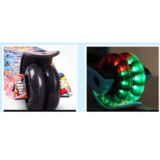 Kolmerattaline tõukeratas LED ratastega Graffiti White