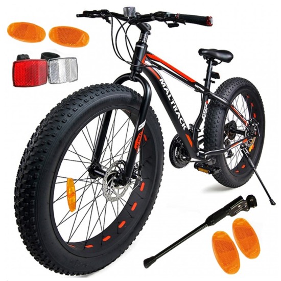 Dviratis MalTrack FATBIKE 26" SHIMANO (plieninis, juoda)