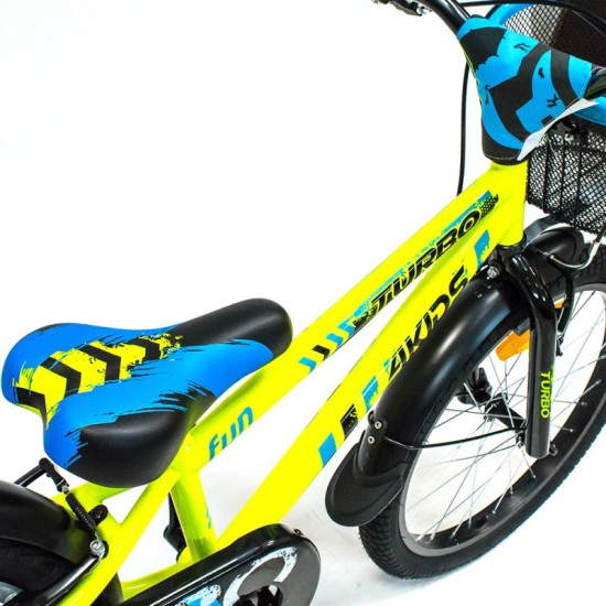 Dviratis 4KIDS Turbo fun 20" (aliuminis, geltona/mėlyna)