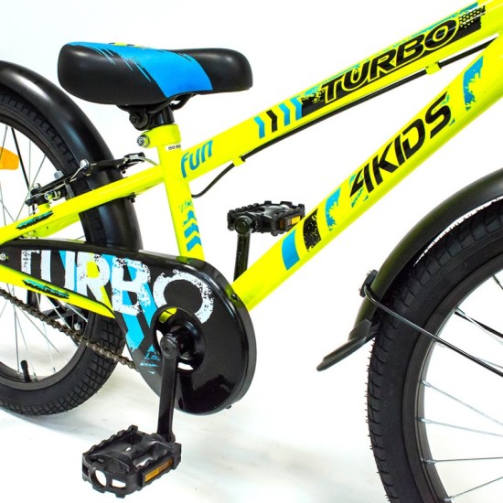 Dviratis 4KIDS Turbo fun 20" (aliuminis, geltona/mėlyna)