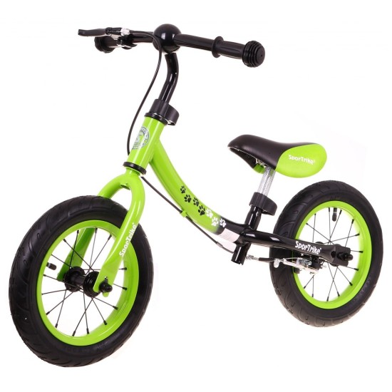 Tasakaaluratas roheline pidurite ja täispuhutavate ratastega Sport Trike
