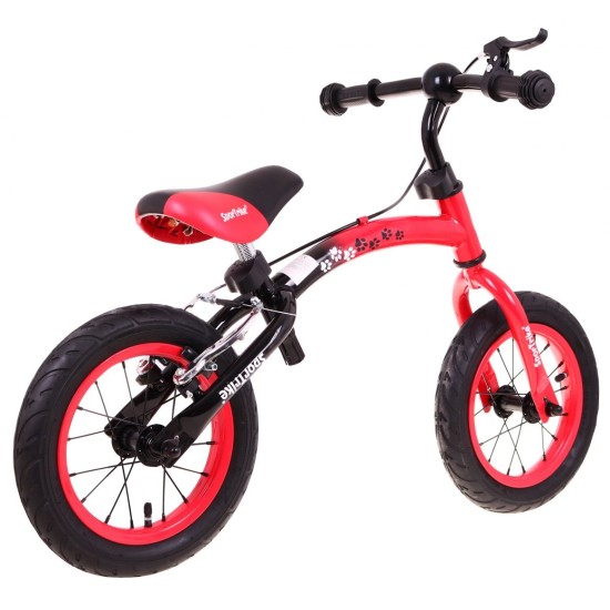 Tasakaaluratas punane pidurite ja täispuhutavate ratastega Sport Trike