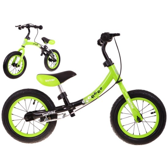 Tasakaaluratas roheline pidurite ja täispuhutavate ratastega Sport Trike