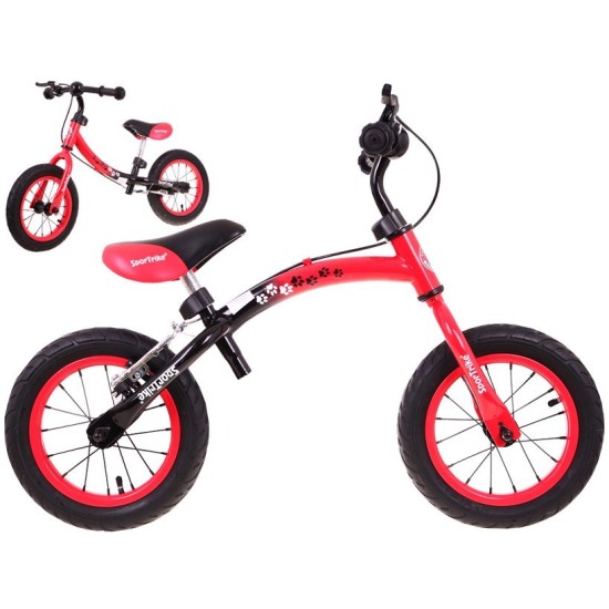 Tasakaaluratas punane pidurite ja täispuhutavate ratastega Sport Trike